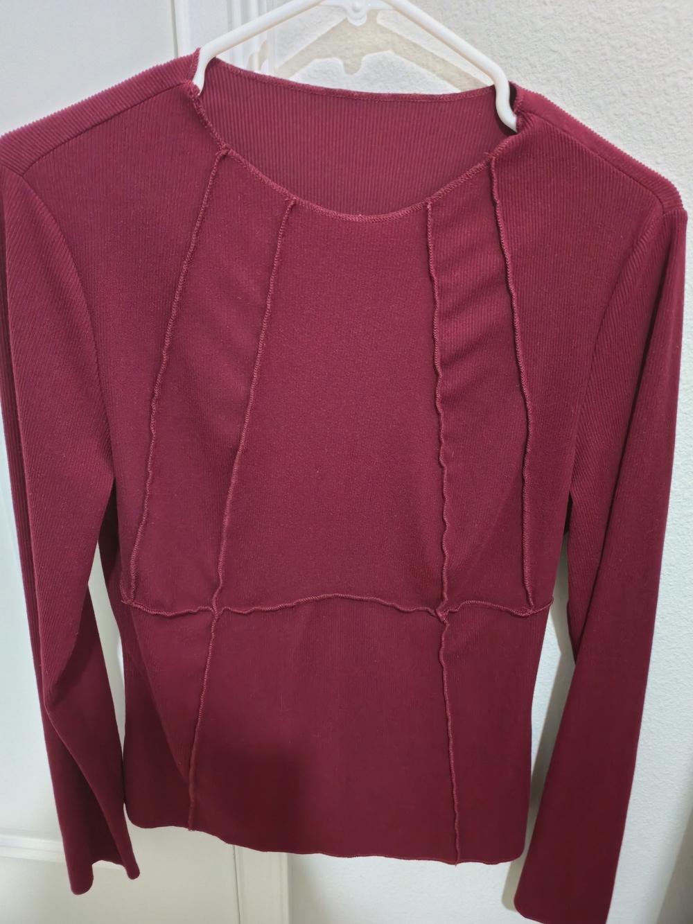 Women's Long Sleeve Seam-Detail Dress - Wine